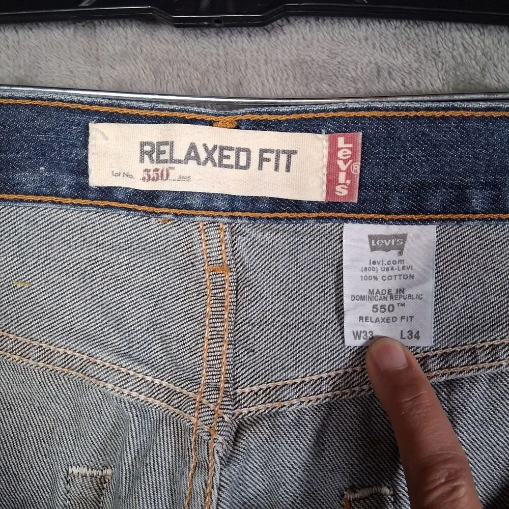 Vtg Y2K Levis 550 Relax Fit Mens 33x34 Dark Wash Straight Leg Inseam‎ 33.5